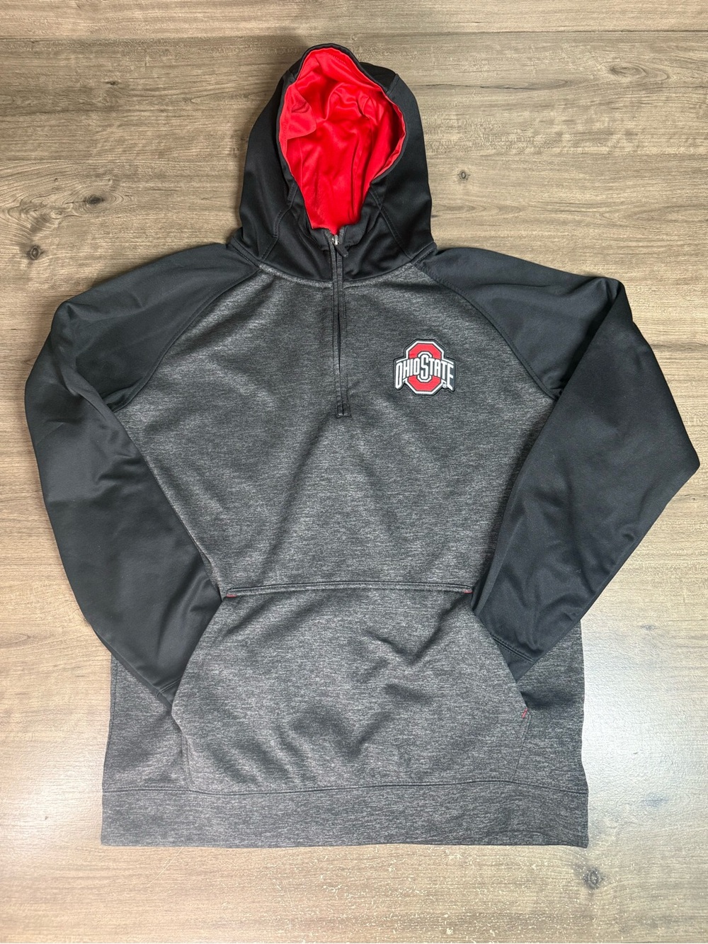 Ohio State Buckeyes Hoodie Mens S Gray Black 1/4 Zip Varsity Authentic NCAA